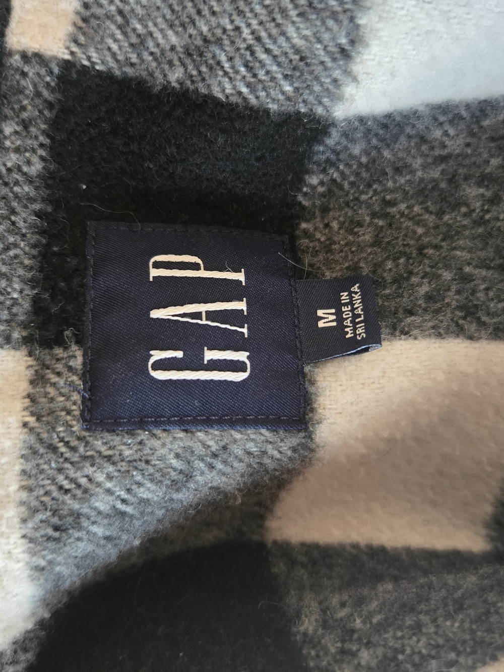 GAP Black and White Buffalo Plaid Shacket Wool Blend M - Picture 6 of 9